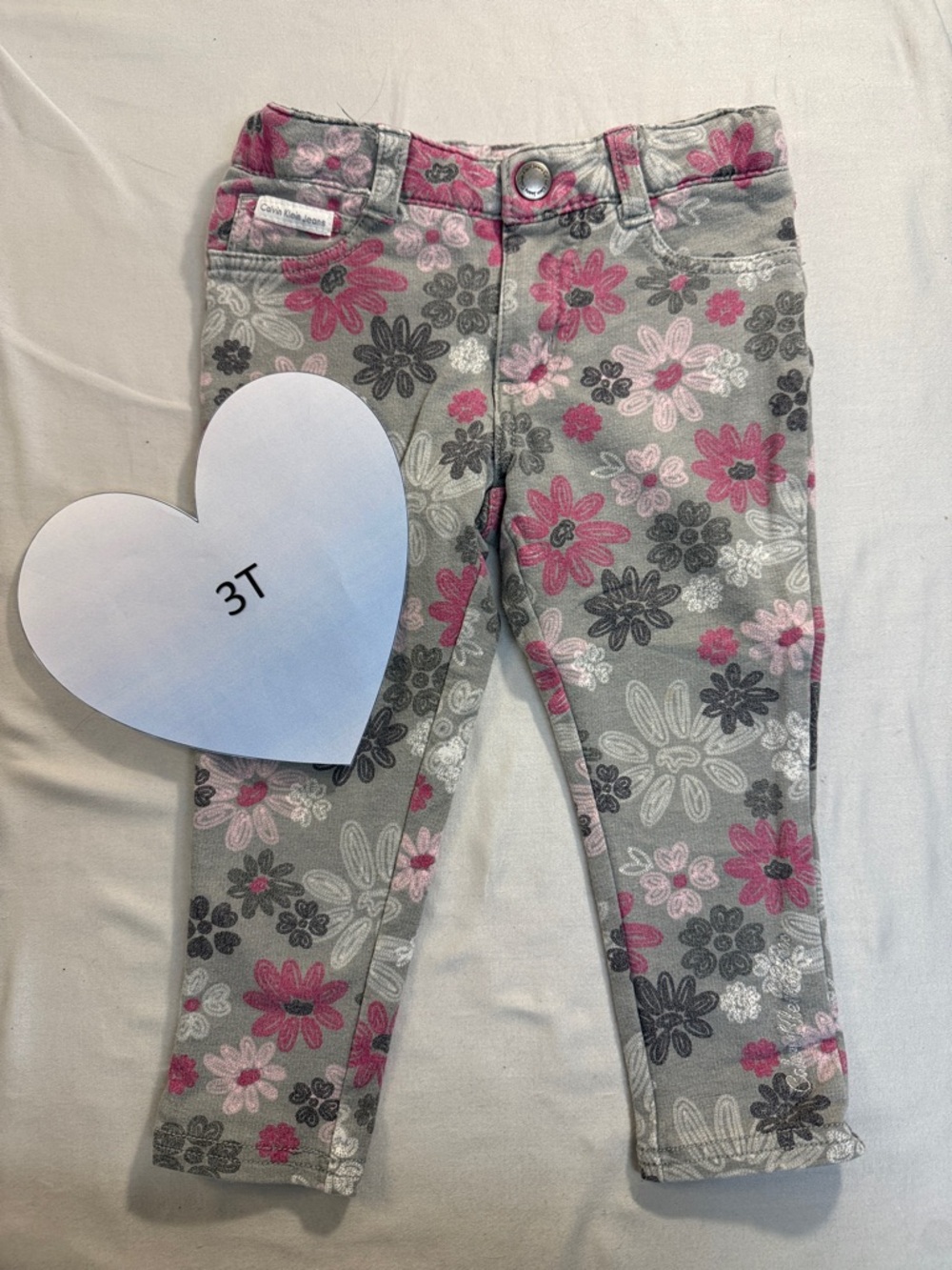 Calvin Klein Jeans - Kids Floral Jeggings in Grey and Pink pattern